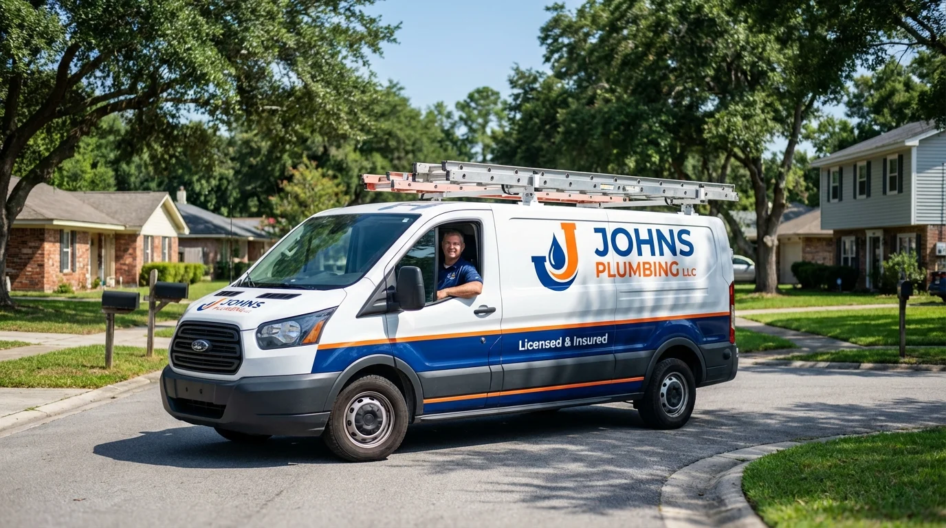 Johns Plumbing LLC service van in Owensville, IN